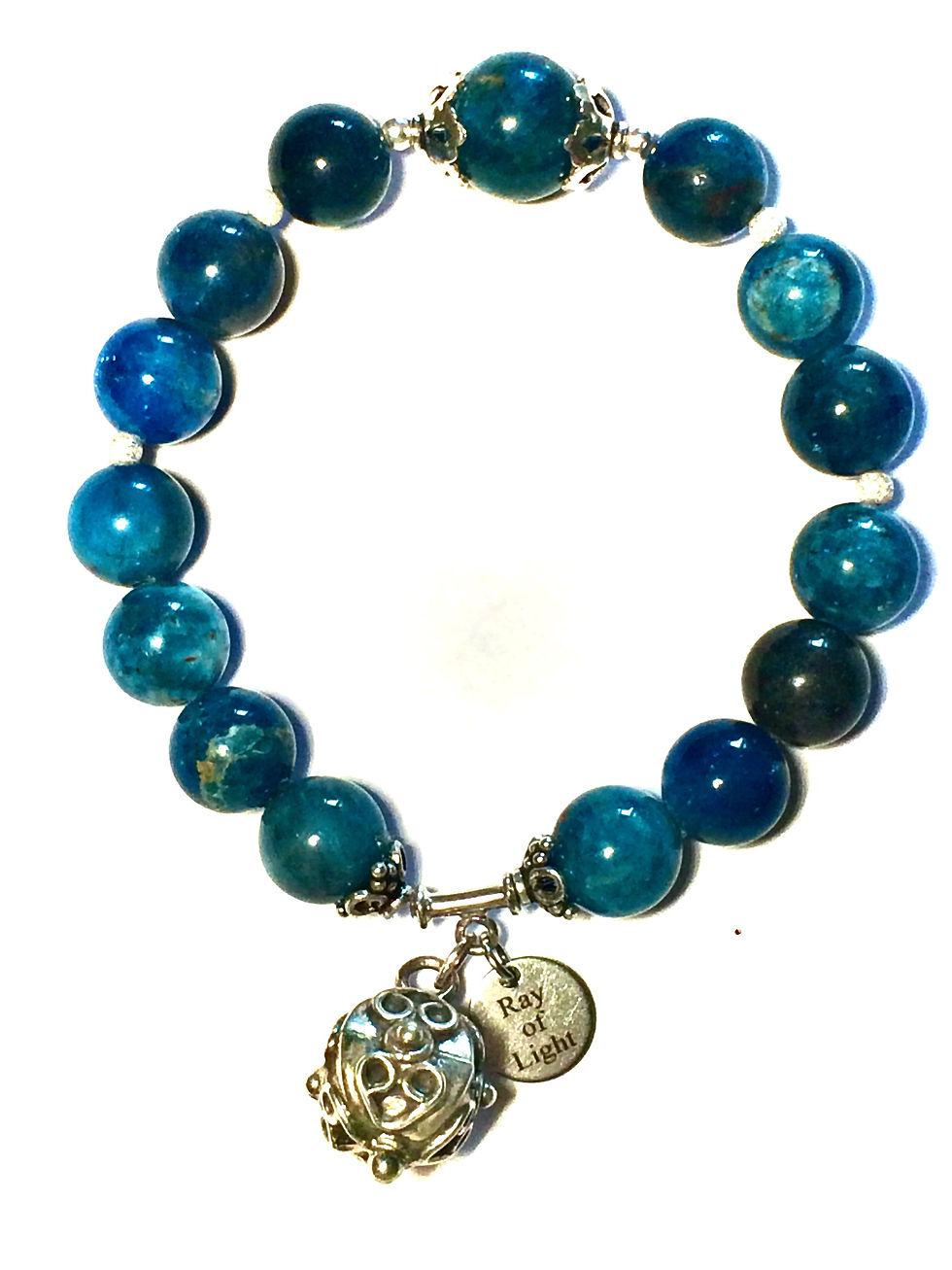 Thumbnail: Natural Apatite & Sterling Silver | Stone of Manifestation, Intention Bracelet