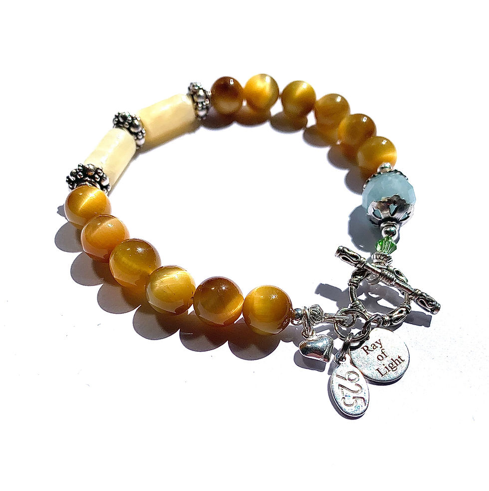 Thumbnail: Ray of Light Jewels - Honey Tigereye & Aragonite Beads Bracelet + Necklace set