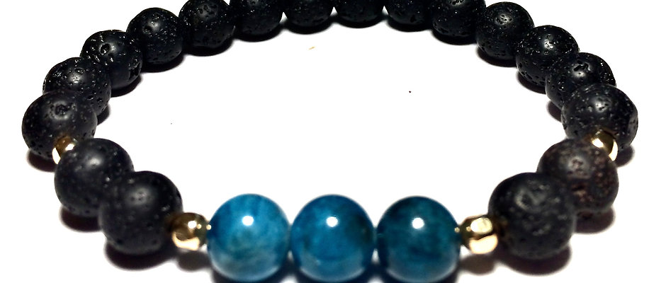 Ray of Light Jewels - Lava Rock & Apatite Bracelet - 8mm