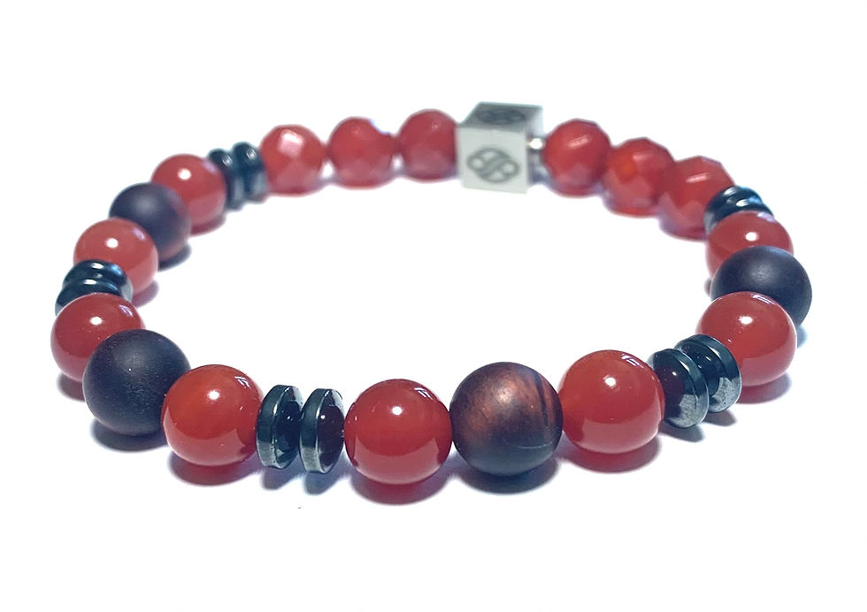 Thumbnail: Ray of Light Jewels® - Carnelian A gemstone, Hematite gem, Red Tigereye