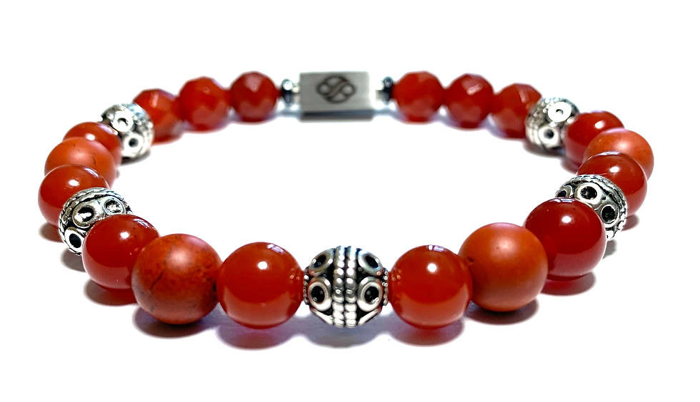 Thumbnail: Ray of Light Jewels® - Carnelian A gemstone, Hematite gem, Matte Jasper, Silver