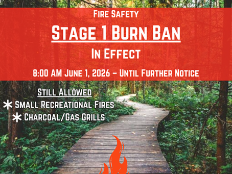 Stage 1 Burn Ban in Effect