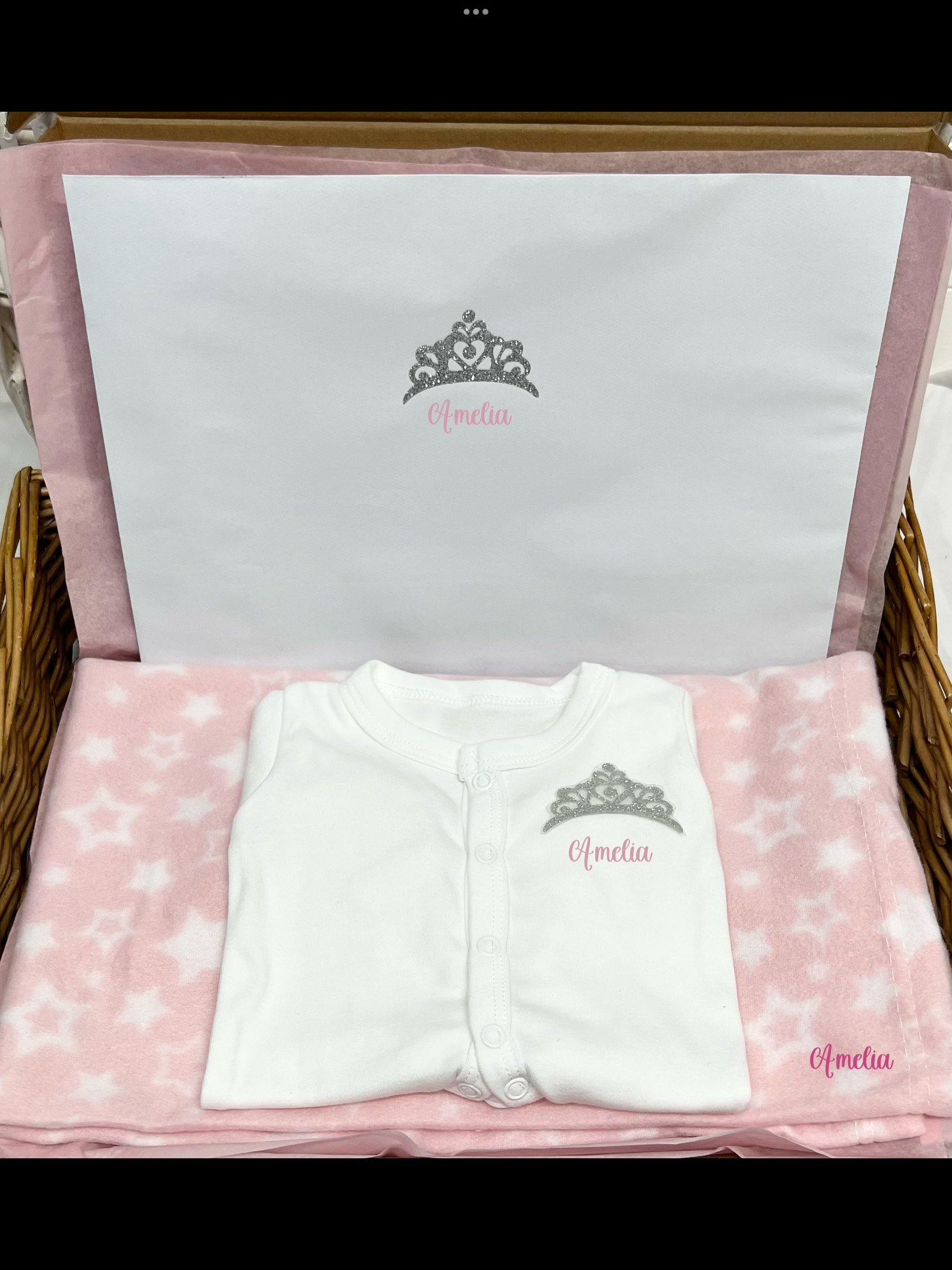 SPECIAL OFFER Newborn sleepsuit any name and personalised blanket with envelope