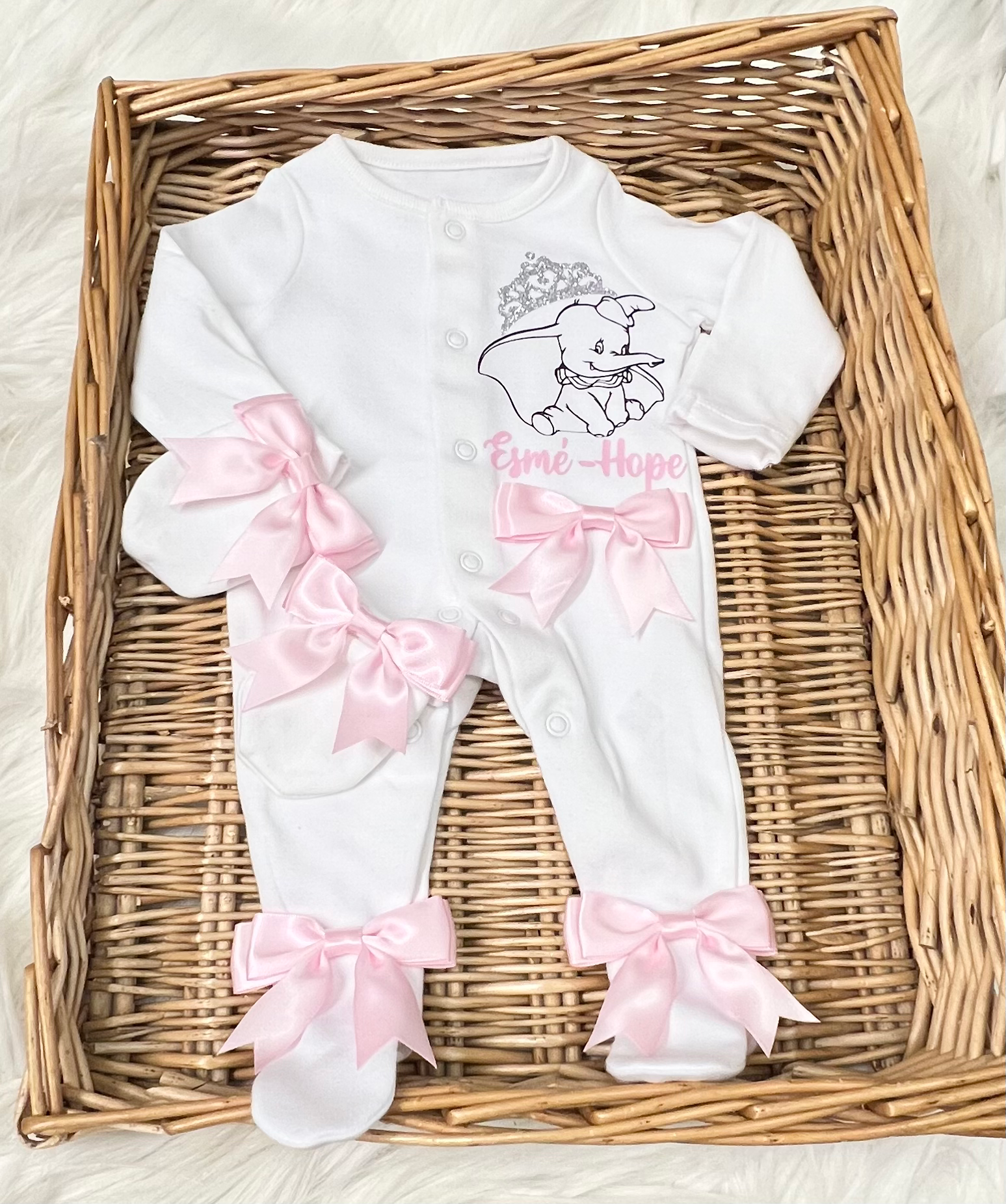 Sleepsuit pink bows scratch, mitts,  set