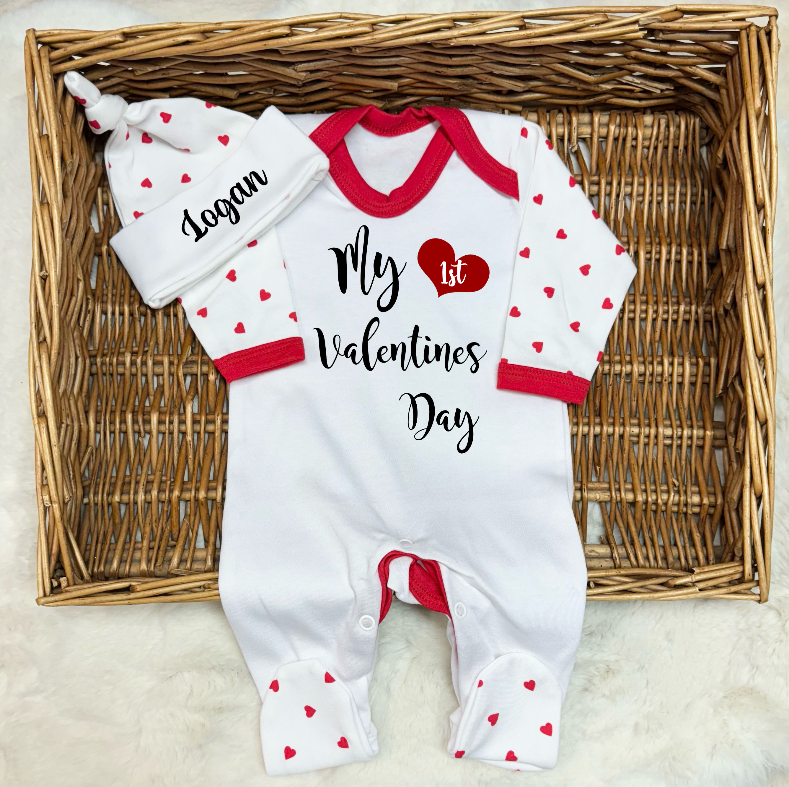 SPECIAL OFFER VALENTINES sleepsuit hat set 