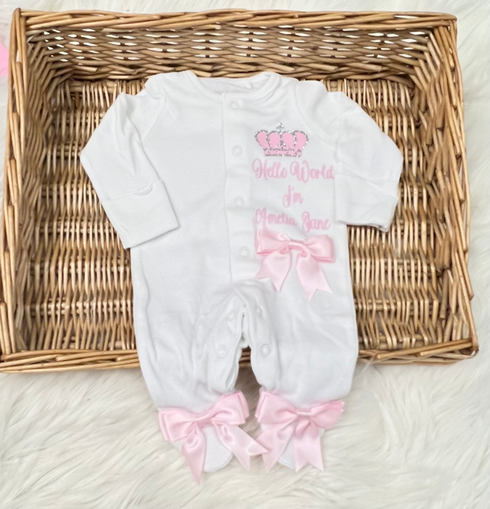Princess Sleepsuit pink bow set