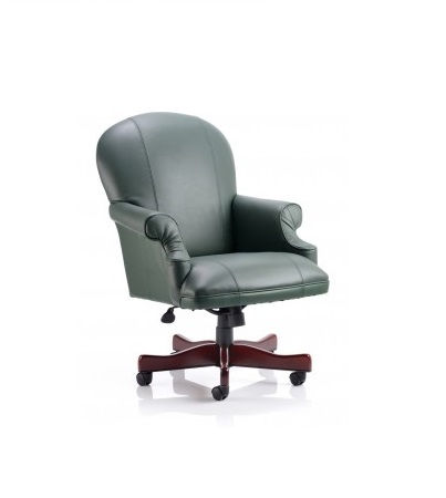 'Ace Eagle' Traditional Style Leather Faced Chair - Green