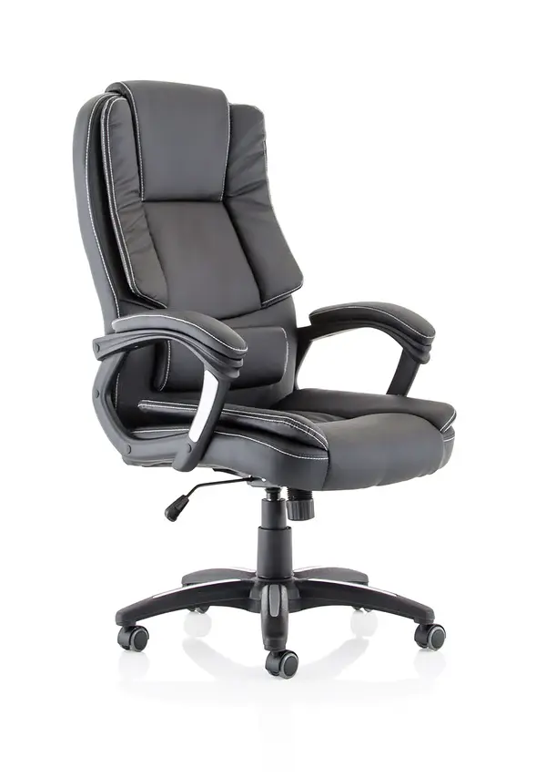 King High Back Black Leather Executive Office Chair with Arms