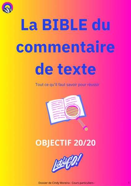 Ma Méthode du commentaire de texte pour avoir 20/20 au bac de français