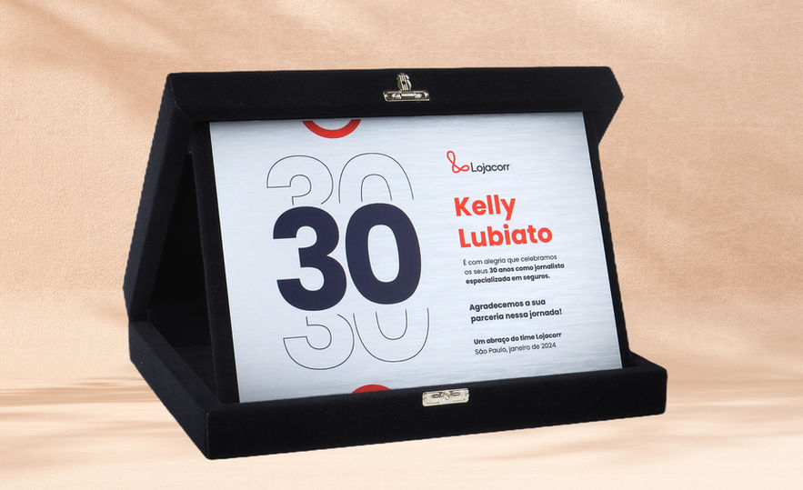 Placa de Homenagem Inox com Estojo de Veludo 21cmX15cm