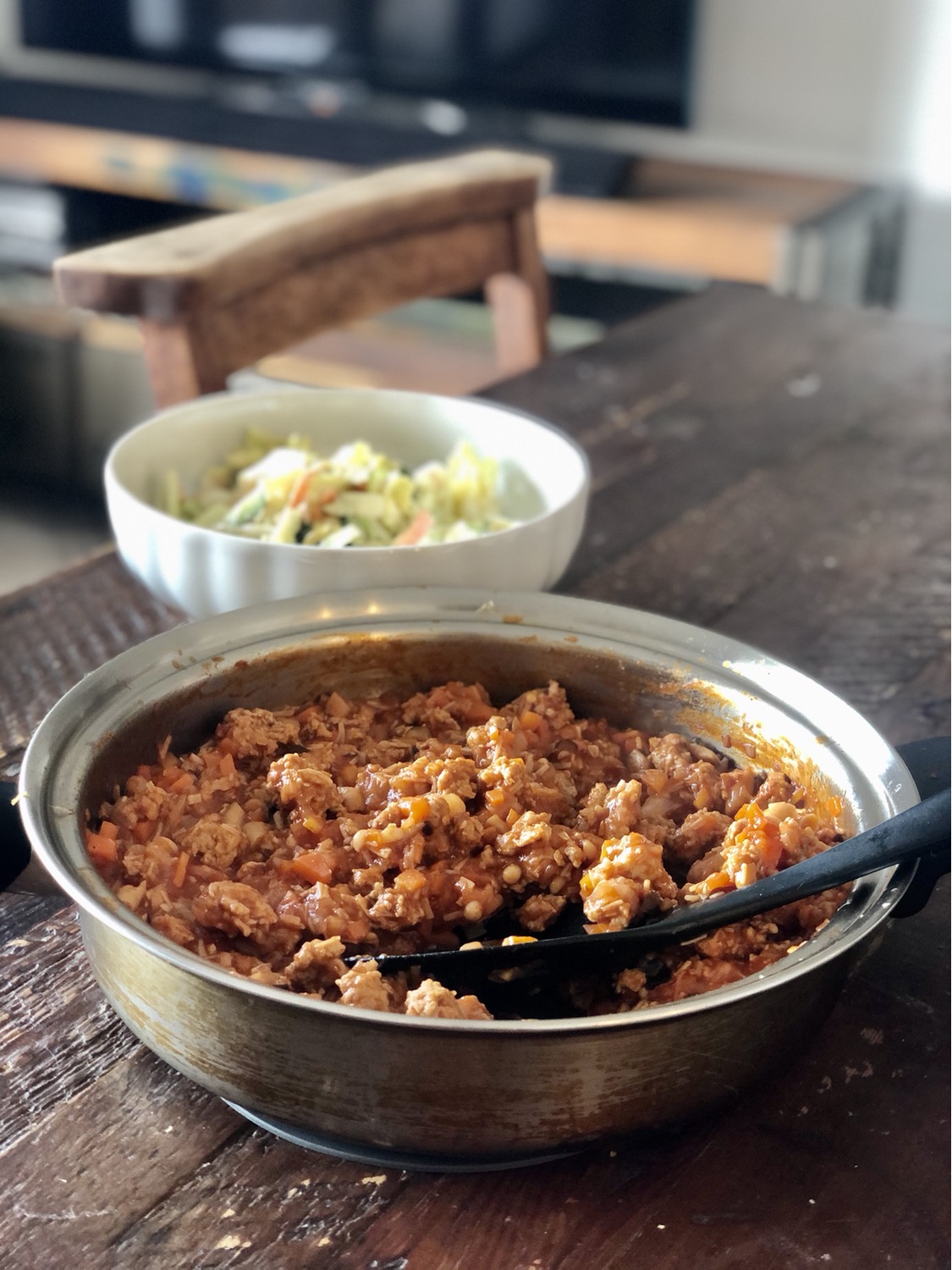 朝からミートソース