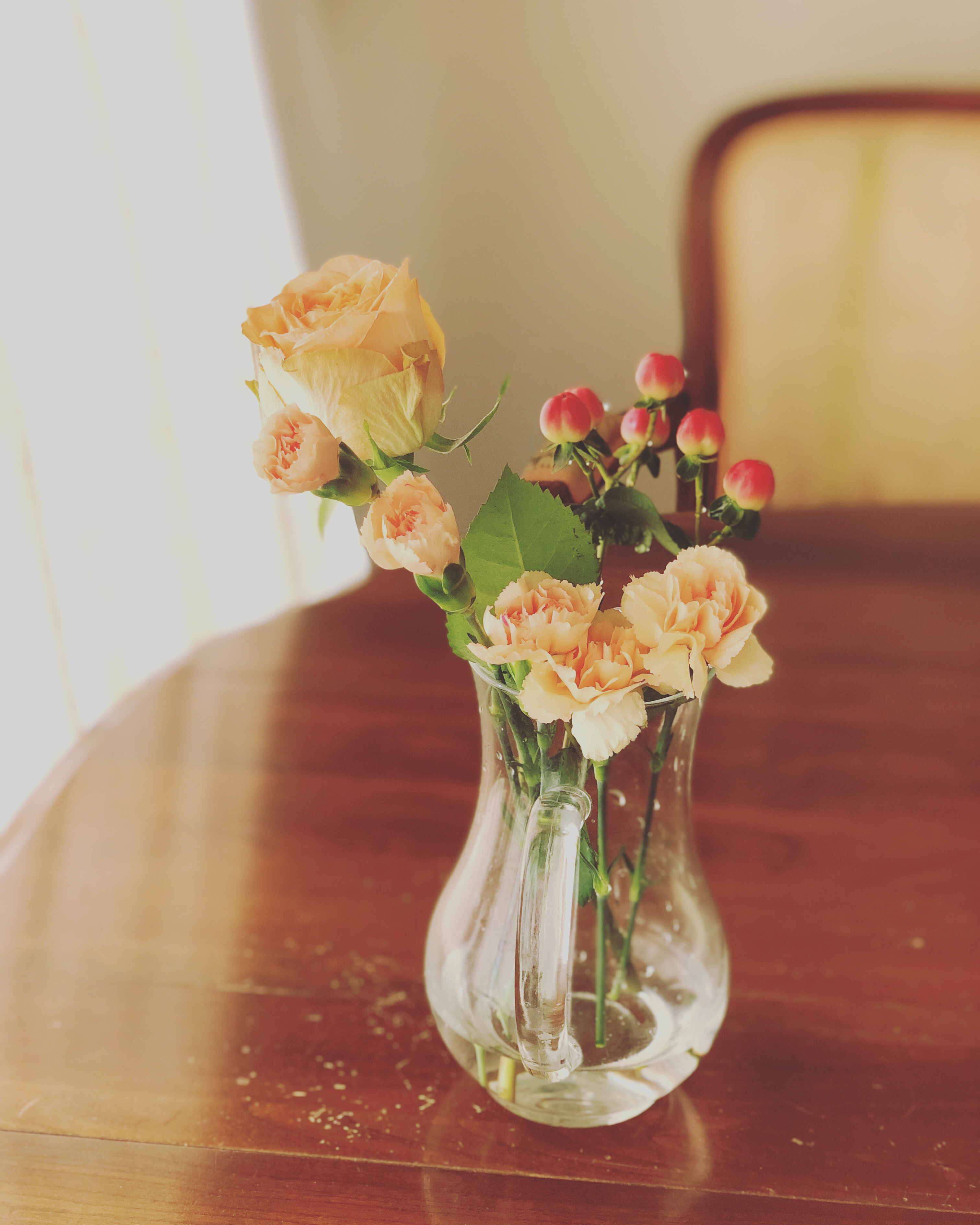 サーモンピンク色のバラ