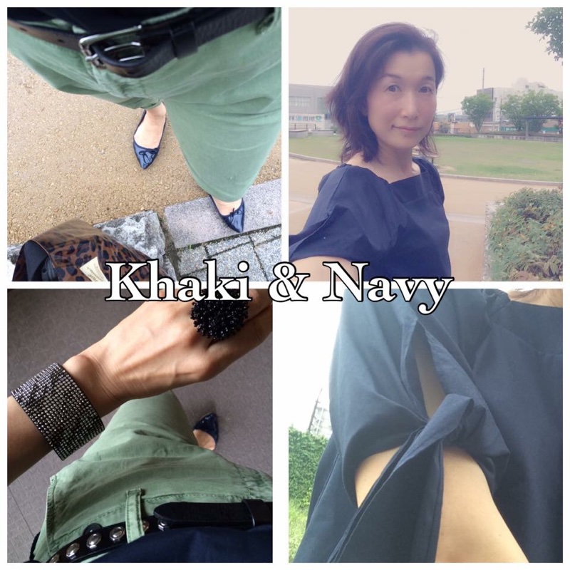 Khaki × Navyコーディネート