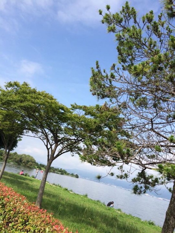 今朝の琵琶湖畔