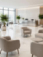 Clean modern office lobby with reception desk