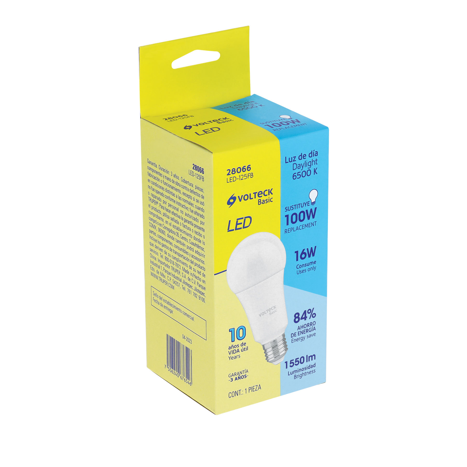 LED-125FB Foco LED 16W (100W) A22, 6500K blanca fría, 1550 lm, Cód: 28066