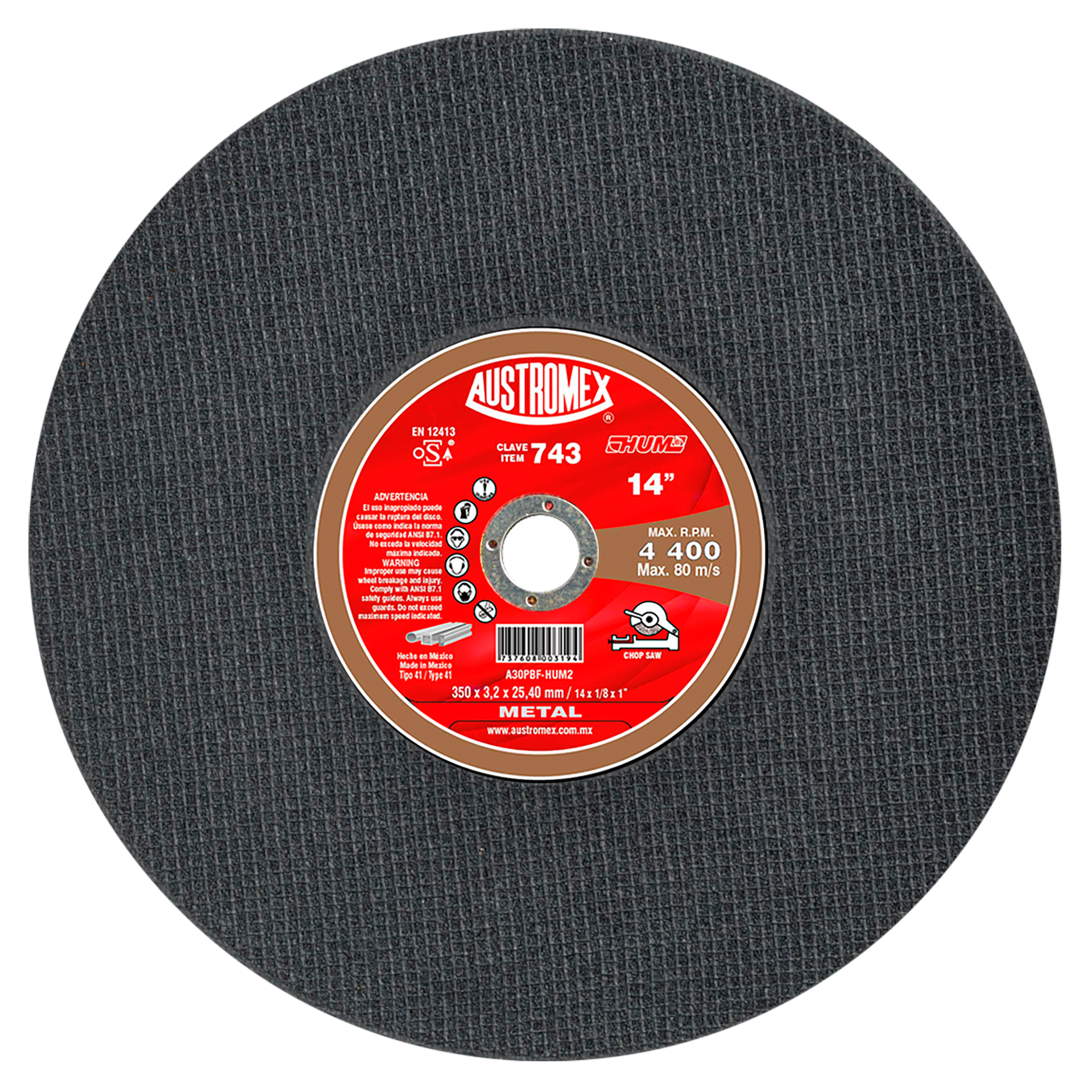 DISCO CORTE P/METAL 14" AUST #743