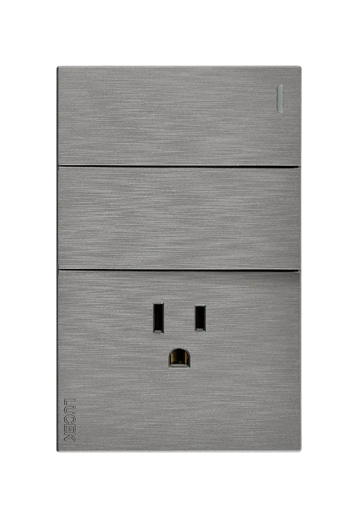 LUCEK BF19-P PLACA PLANA CON 2 INTERRUPTORES SENCILLOS Y 1 CONTACTO DE 1 MÓDULO