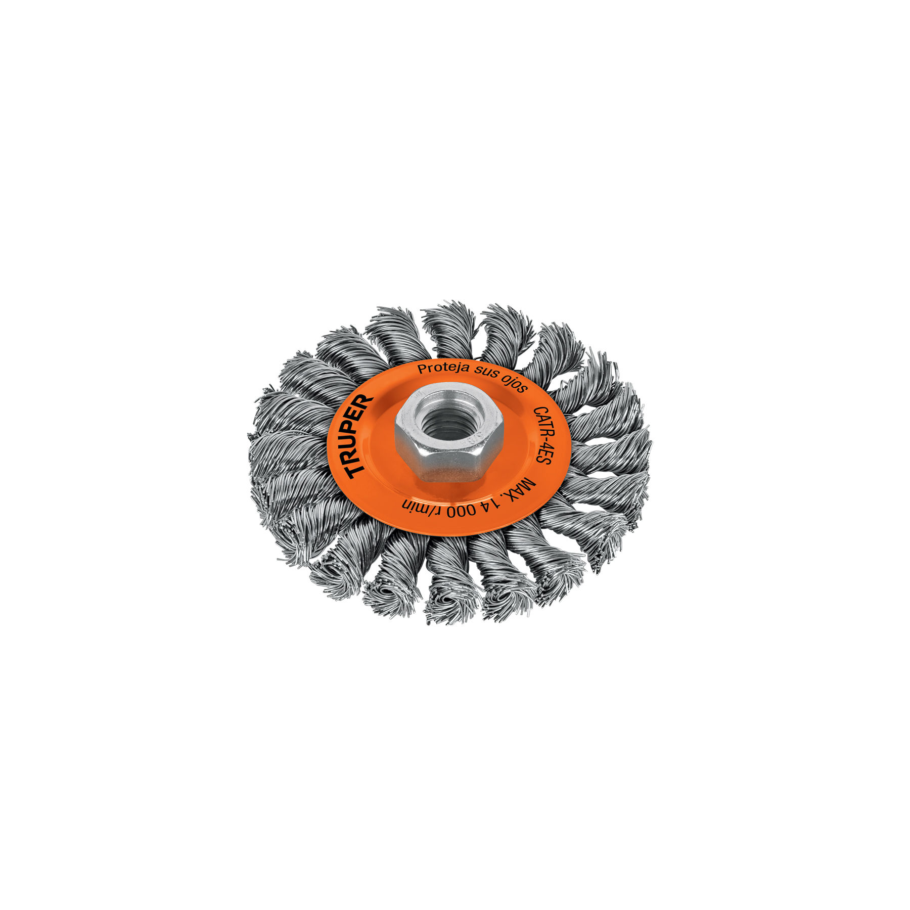 CATR-4ES Carda circular 4' alambre trenzado, eje 5/8'-11, TRUPER Código:17527
