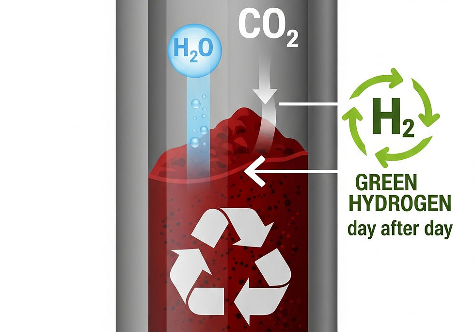 Eye-level view of an industrial facility utilizing hydrogen technology