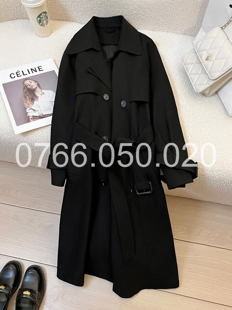Hình thu nhỏ: Áo khoác trench coat đen dài
