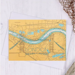 Greeting card with London Bridge depicted