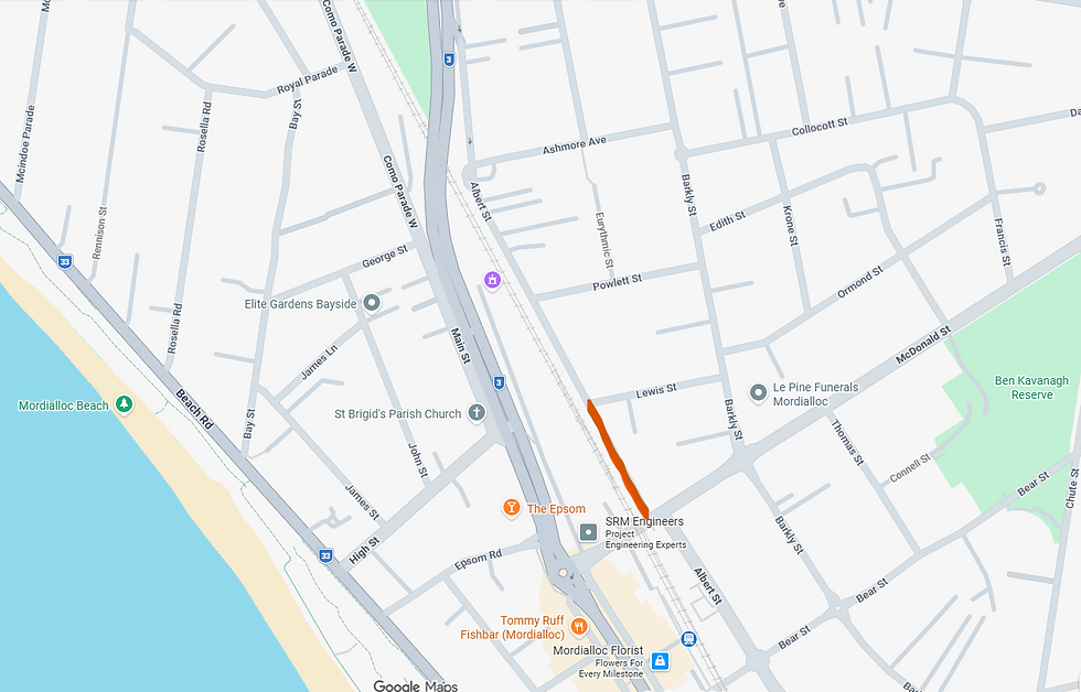 Highlighted section of Albert street will be closed.