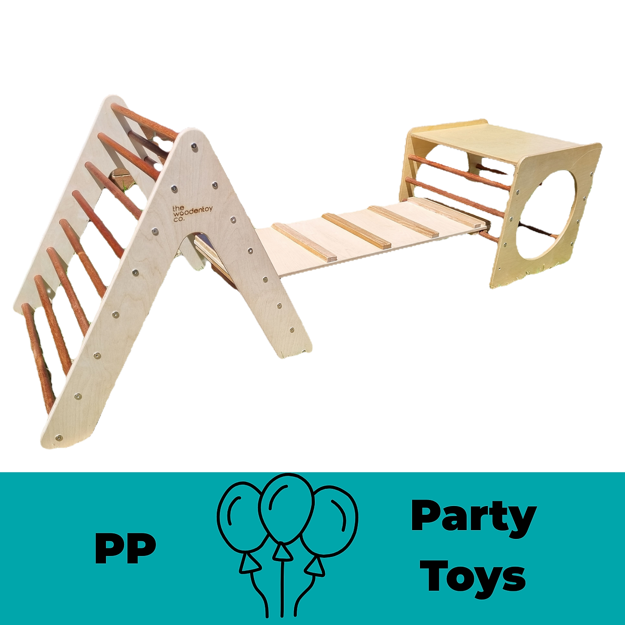 Large pikler set with large triangle, ramp and climbing cube