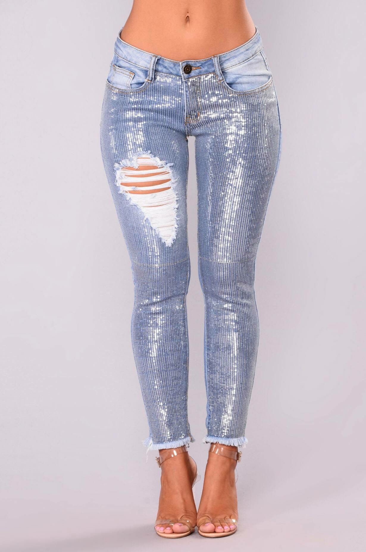 Full Silver Sequin Pants