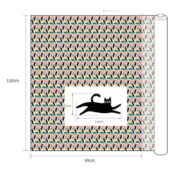Thumbnail: Animal Patterns, Flying Cat, 100% Cotton Fabric by the yard, DTP