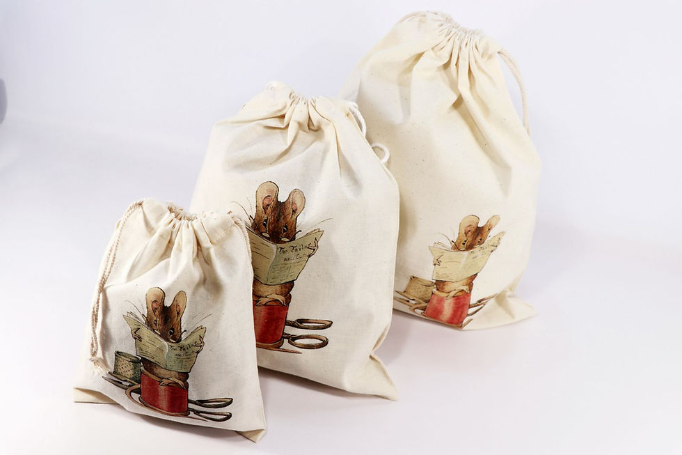 Thumbnail: [Gift & Storage Bag] 'Tailor Mouse' Drawstring Reusable Bag,Grocery bag