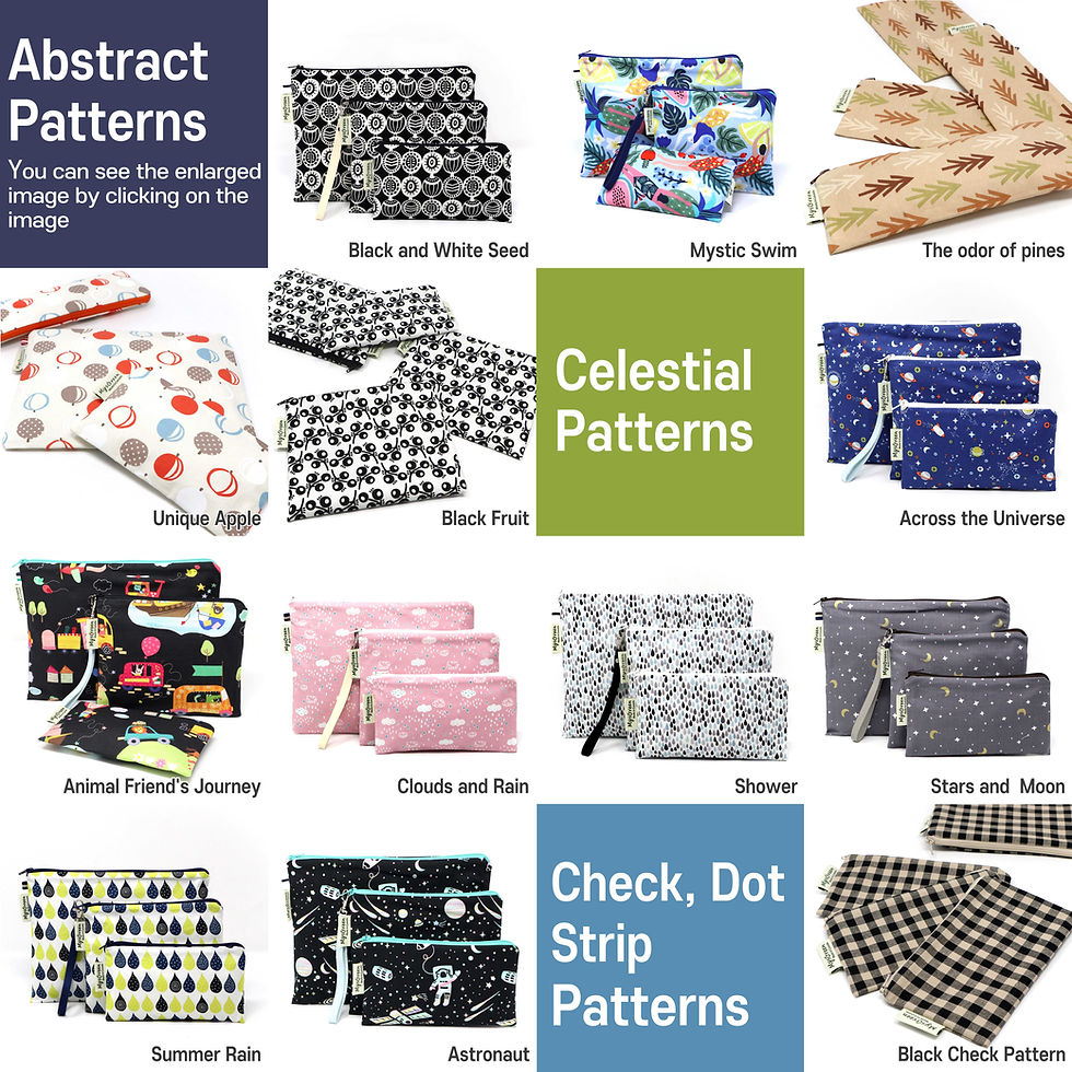 Thumbnail: Food, Celestial print reusable pouch set Washable waterproof Zipper bag