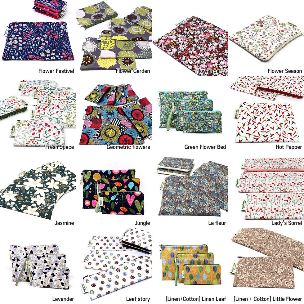 Thumbnail: Floral Printed reusable pouch set Zipper bag Washable bag Snack Bag