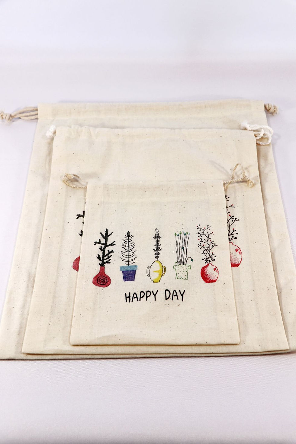 Thumbnail: [Gift & Storage Bag] 'Happy Day' Drawstring Reusable Bag,Grocery bag