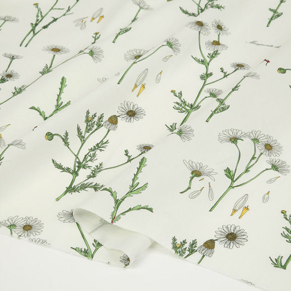 Thumbnail: Floral Pattern, Marguerite Daisy print 100% Cotton Fabric by the yard DTP