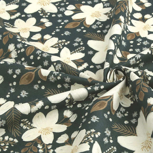 Thumbnail: Floral Patterns, Jasmine, 100% Cotton Fabric by the yard, DTP, Free shipping