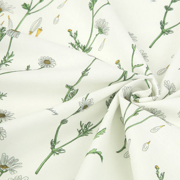 Thumbnail: Floral Pattern, Marguerite Daisy print 100% Cotton Fabric by the yard DTP