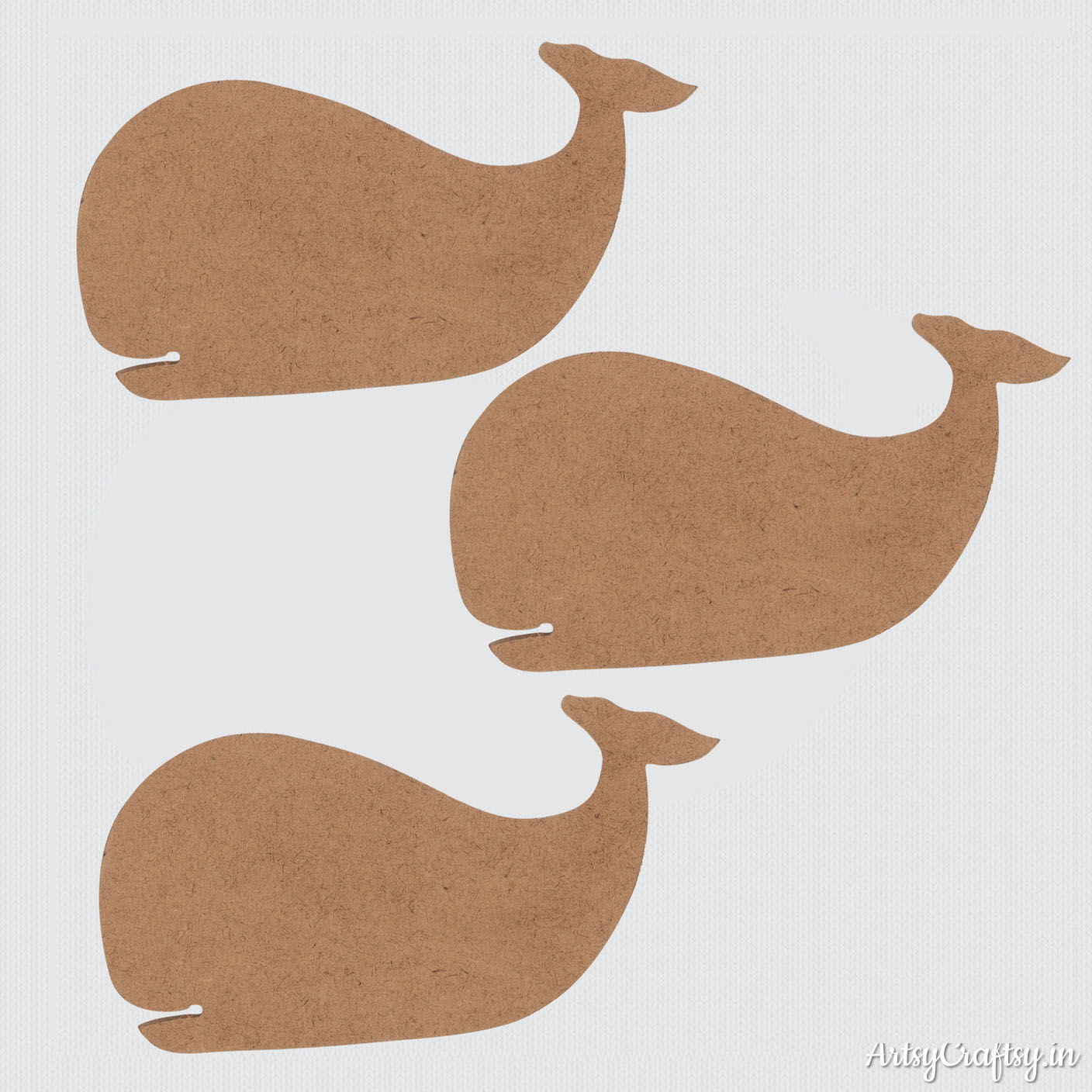 Whale Fish MDF Embellishments (Set of 3)