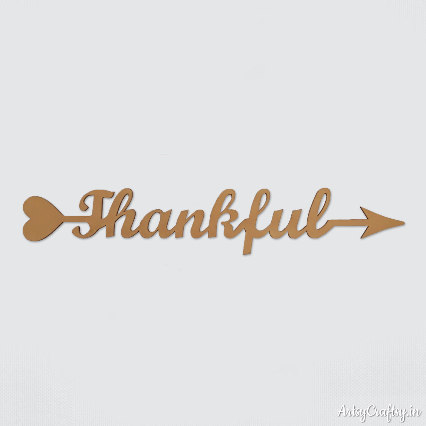 MDF Thankful heart arrow sentiment cutout