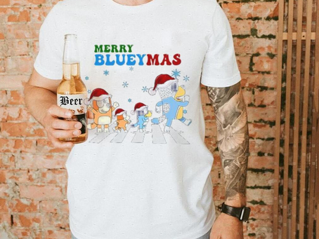 Bluey Abbey family Crossing the Road, Bluey Christmas Shirt