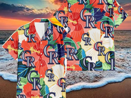 Colorado Rockies Orange White Tropical Hibiscus Green Leaf 3D Hawaiian Shirt
