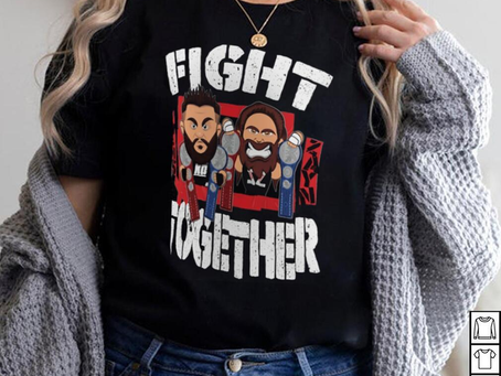 Men’s Black Sami Zayn & Kevin Owens Fight Together T Shirt