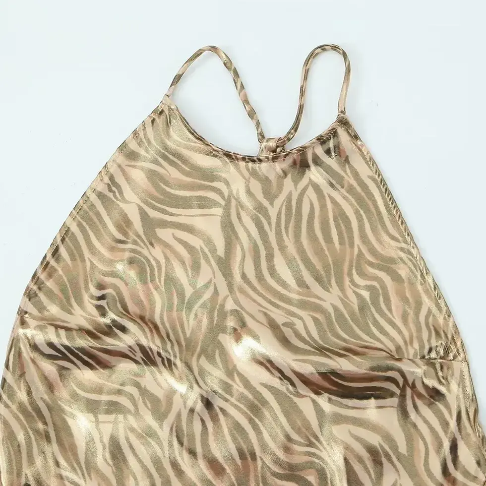 Thumbnail: Glistening Gold - Women's Printing Midi Cocktail Dress