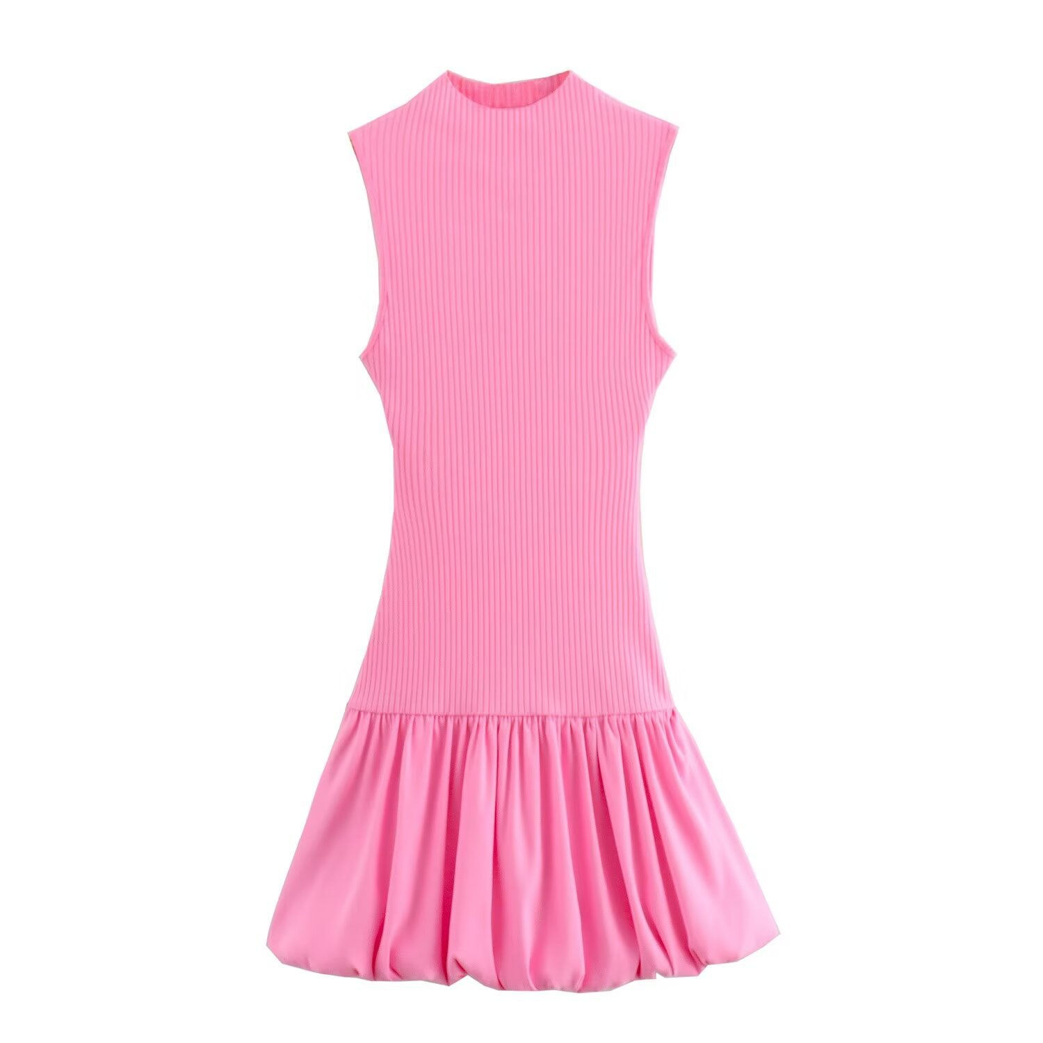 Women's Round Neck Pleated Tank Dress