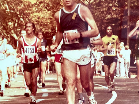 Pete Sutton running in the New York City marathon at age 47