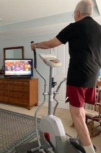 Aerobic, watching TV morning news