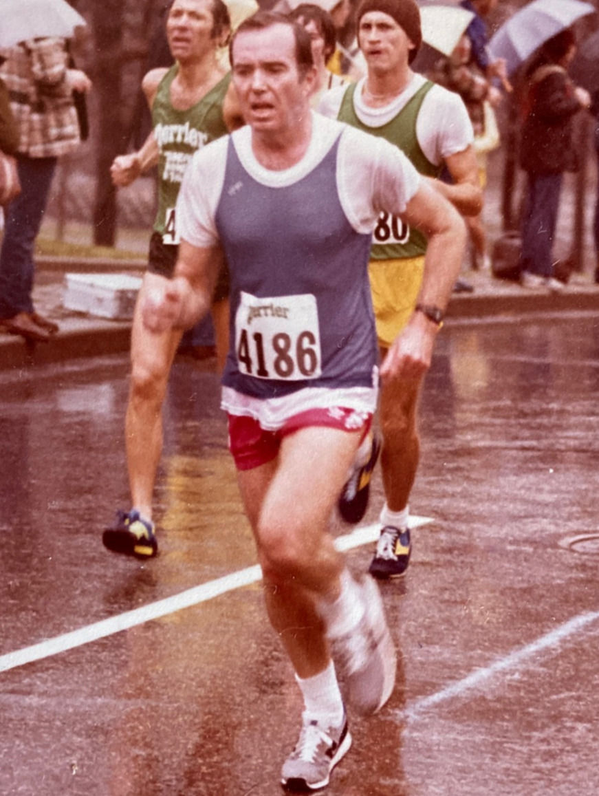 Pete Sutton running in a 10k race in Central Park NYC in 1980.