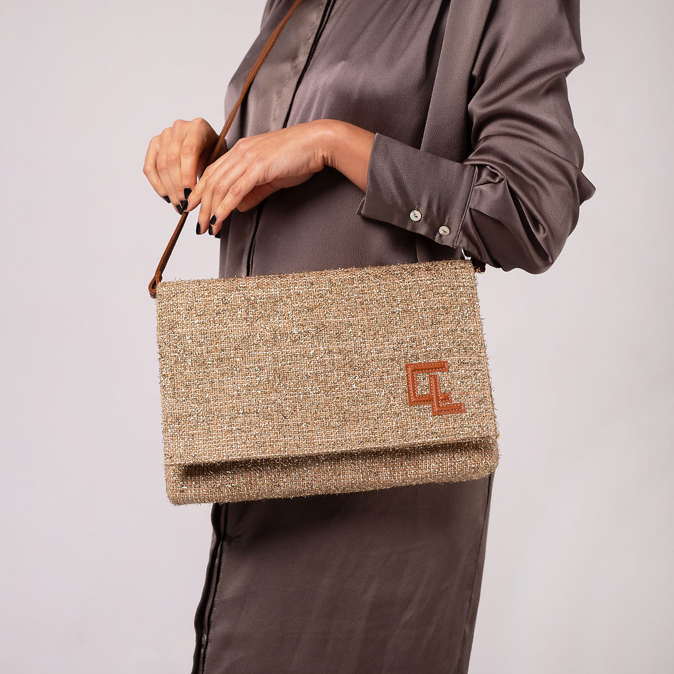 Thumbnail: Jute Flap Bag Gold