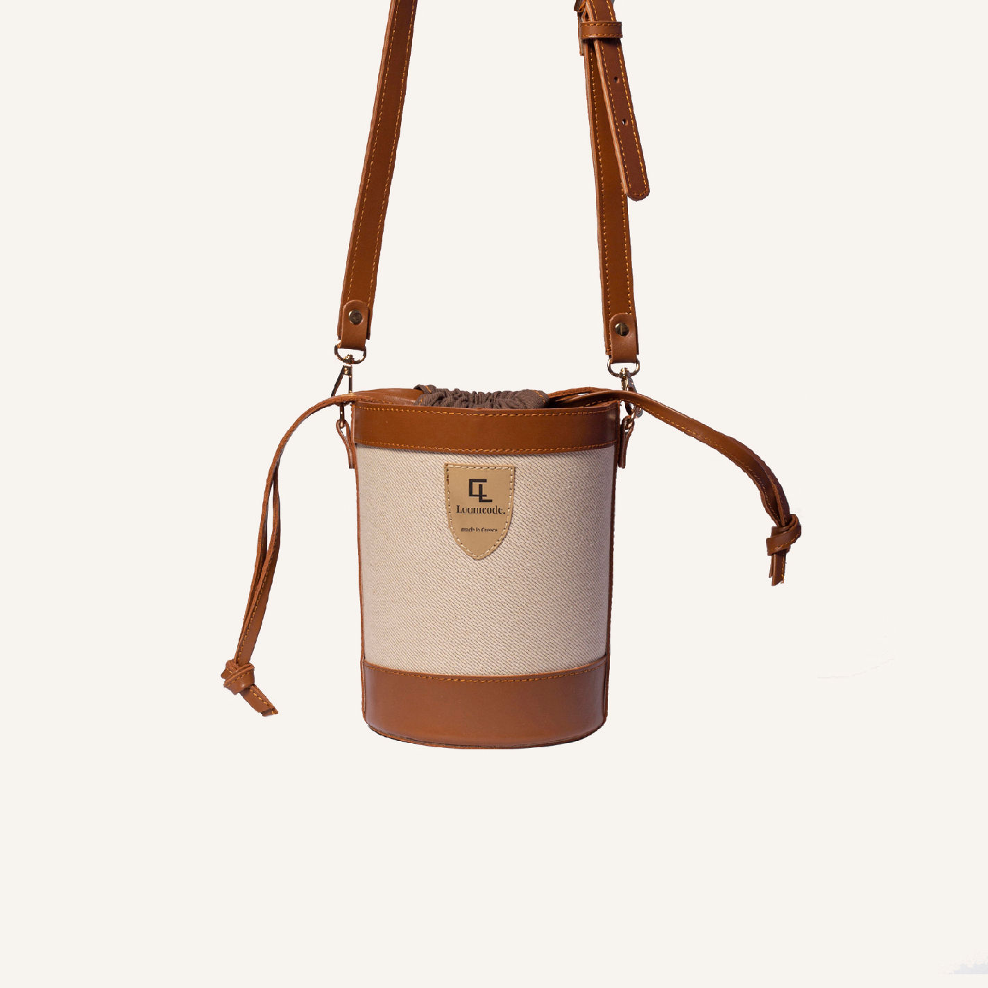 Bucket Bag Ecru-Camel Leather