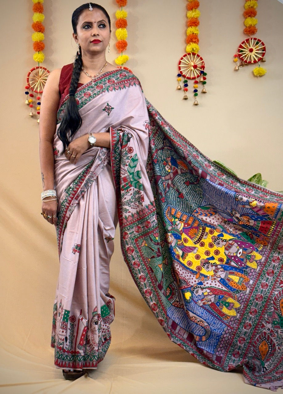 Thumbnail: Ram Ki Sawari Madhubani Silk Saree